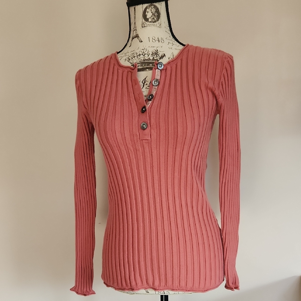 Sundance Rose Long Sleeve Ribbed Top